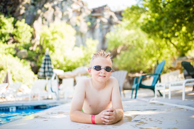 Guests at the spring-fed pool, Veyo Pool Resort