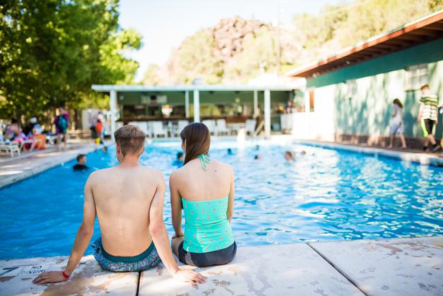 The natural spring-fed pool at Veyo Pool Resort
