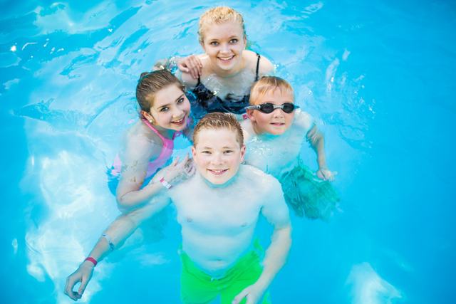 Guests at the spring-fed pool, Veyo Pool Resort