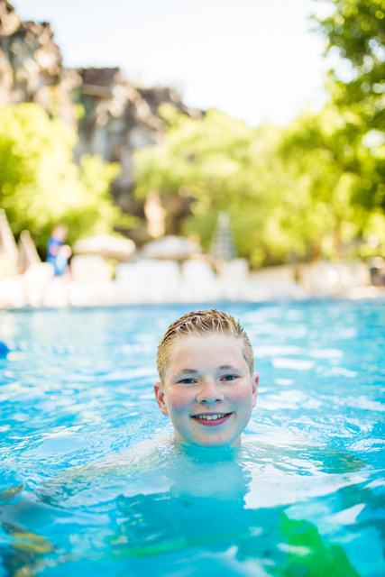 The spring-fed pool below the canyon walls at Veyo Pool Resort