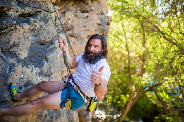 Climbers in the private canyon at Veyo Pool Resort