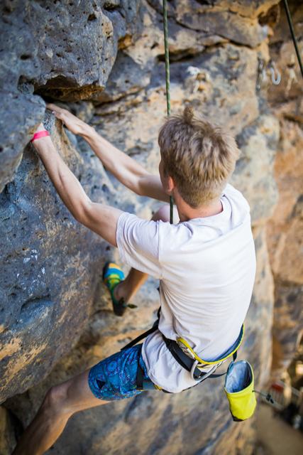 Climbers in the private canyon at Veyo Pool Resort