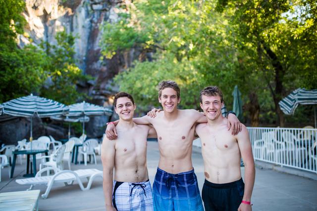 The spring-fed pool below the canyon walls at Veyo Pool Resort