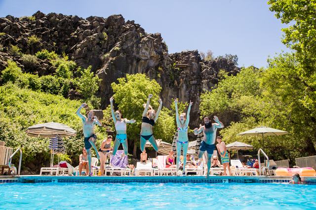 Guests at the spring-fed pool, Veyo Pool Resort