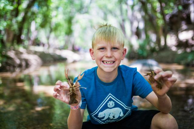 Crawdad catching in the creek at Crawdad Canyon