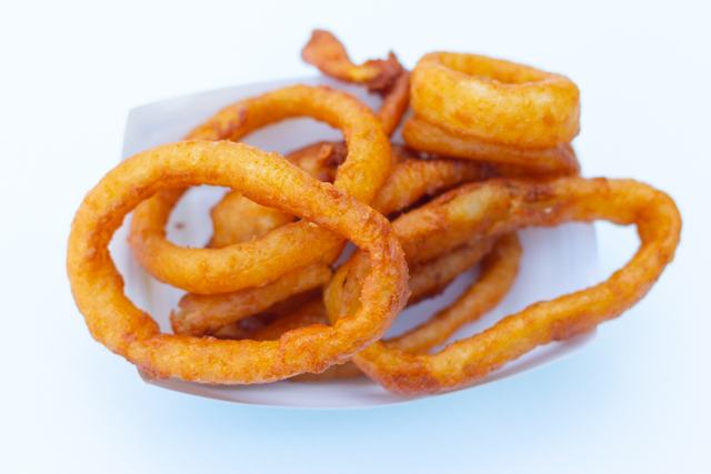 A basket of onion rings from the Lava Grill