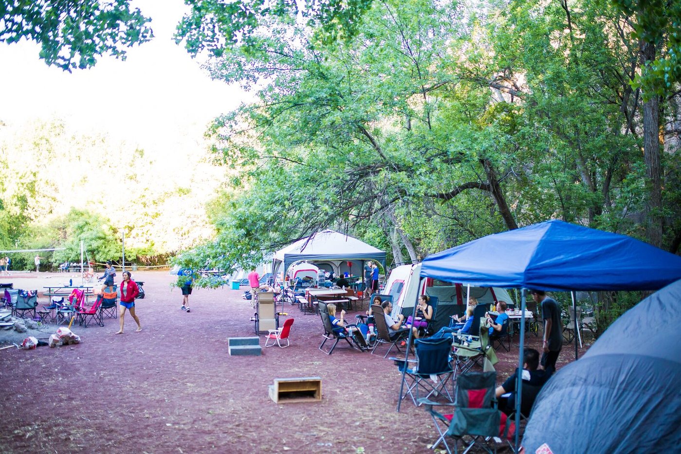 Tents and canopies in the canyon campground